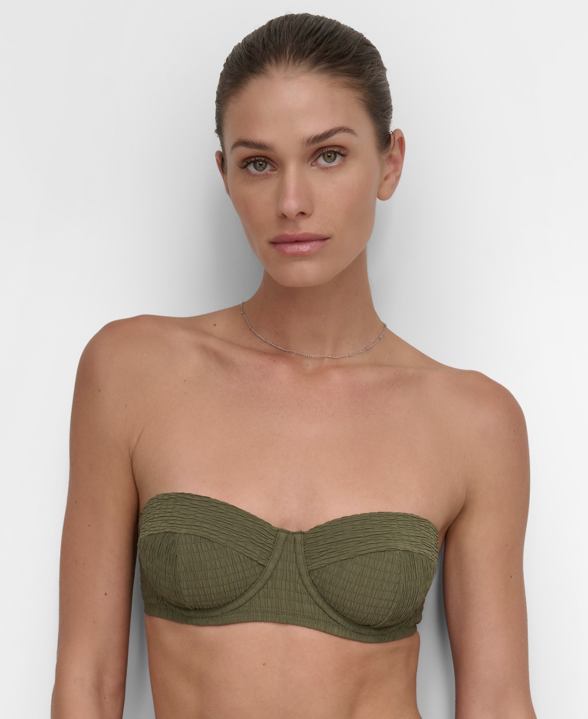 Women's Textured Molded Balconette Bikini Top - Black Texture