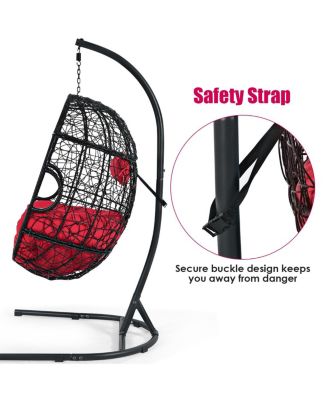 Hanging Cushioned Hammock Chair with Stand-Red