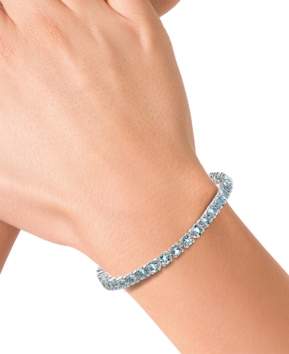 Effy Collection Effy Aquamarine (7-1/2 Ct. T.w.) Tennis Bracelet In Sterling Silver In Aquamarine