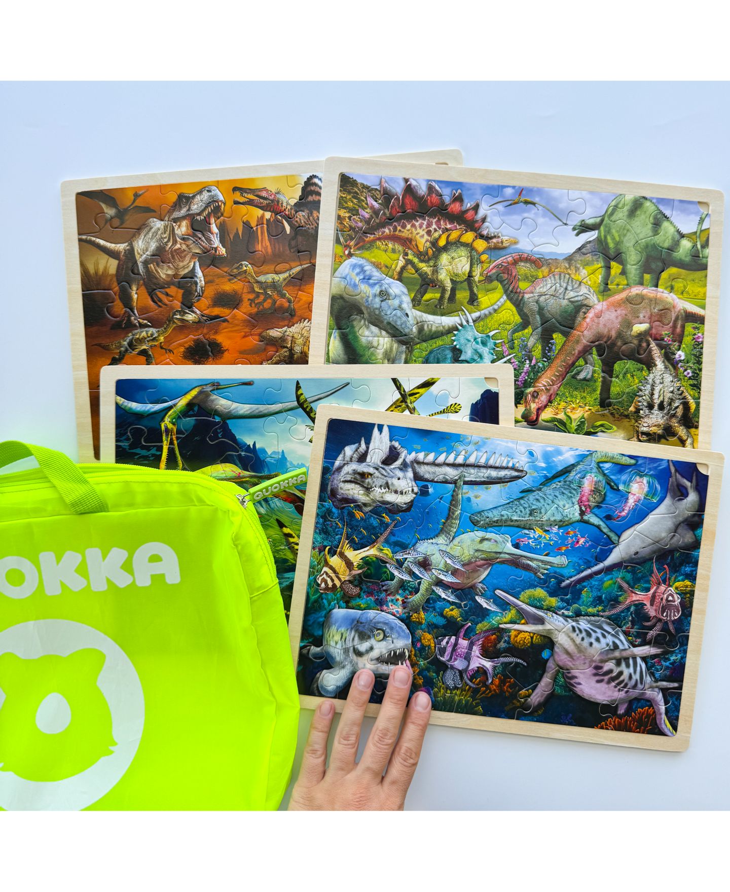 Детские игрушки Quokka Wooden Animal 36-Piece Puzzles, 4-Puzzle Set, Ages 4+, цвет: Dino — фото 7