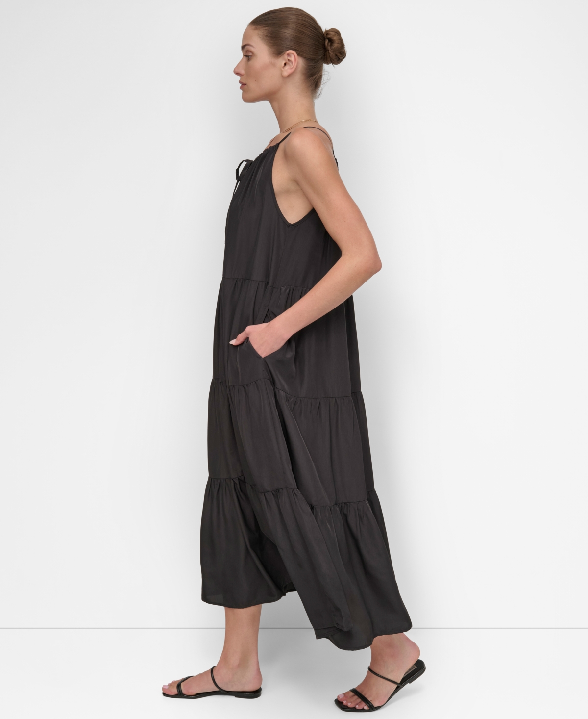DKNY WOMEN'S TIERED MAXI DRESS SWIM COVER-UP 