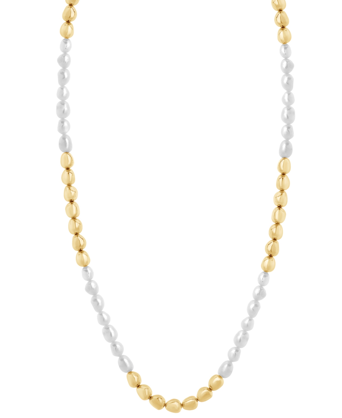 Men's Cultured Baroque Freshwater Pearl (6mm) Adjustable Necklace in Stainless Steel, 20"+ 4" extender - Gold-Tone