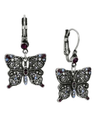 Crystal Butterfly Drop Earrings