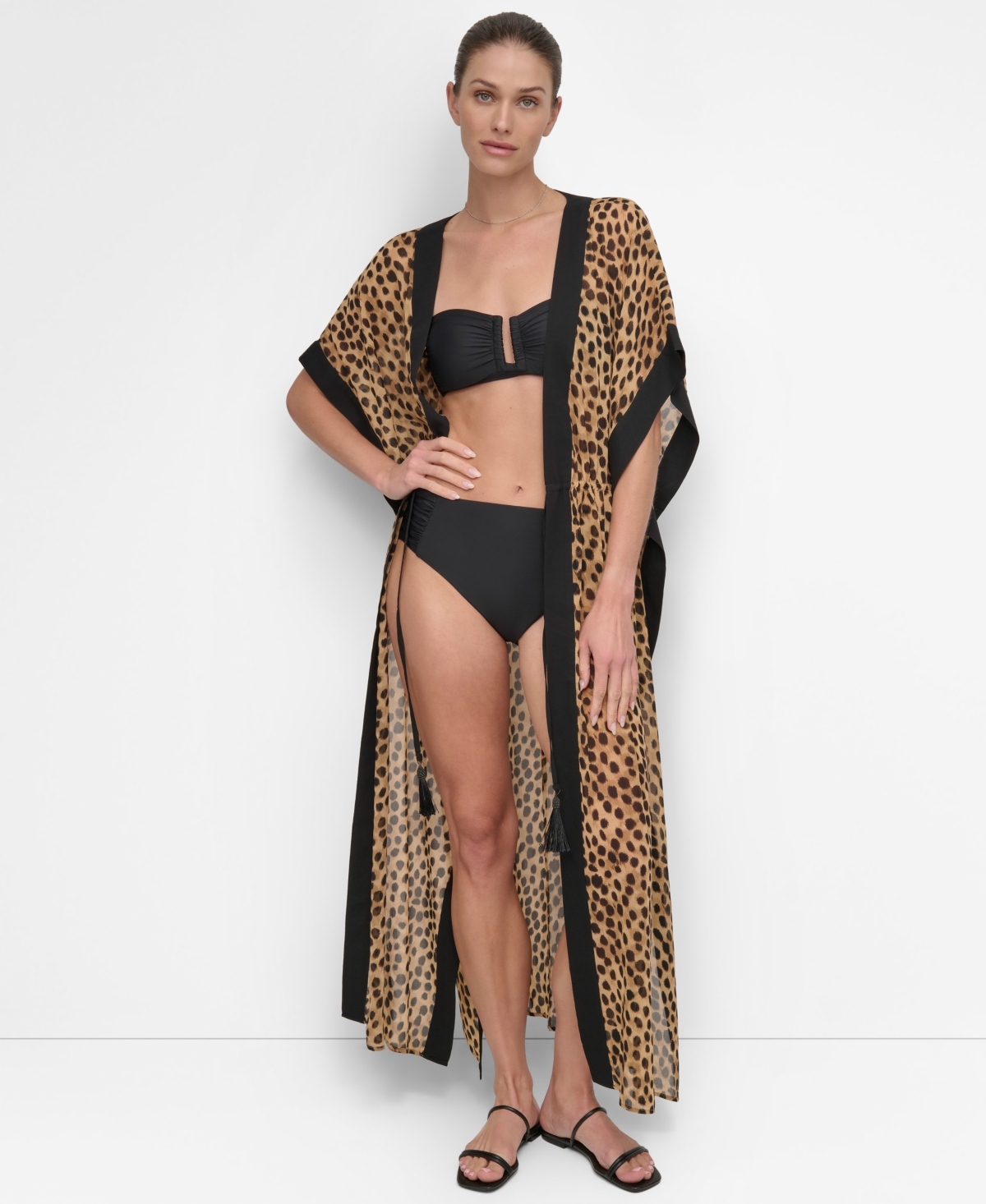 DKNY WOMEN'S TIE-FRONT COVER-UP KAFTAN 