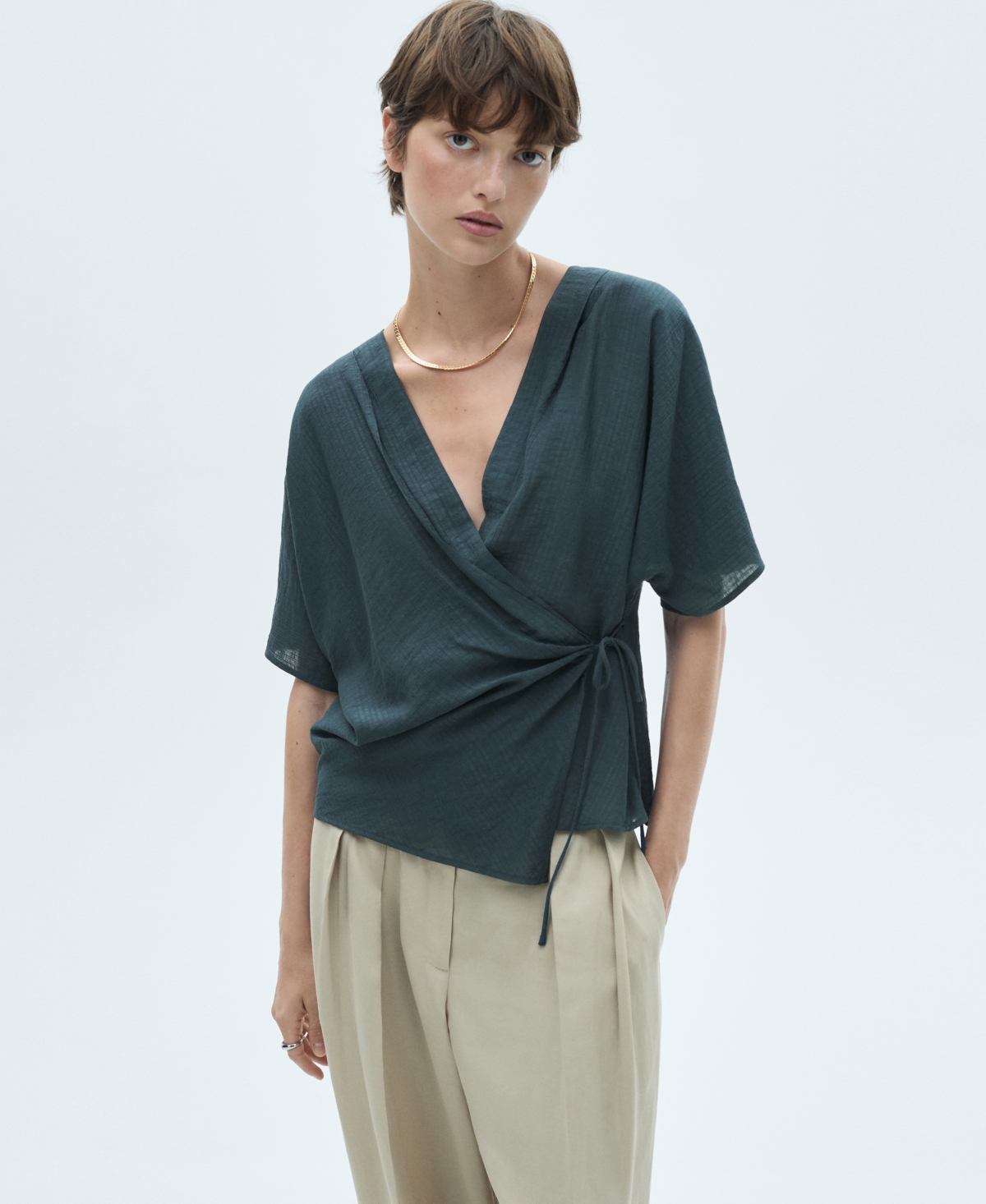 Mango Women's Knot Detail Wrap Blouse