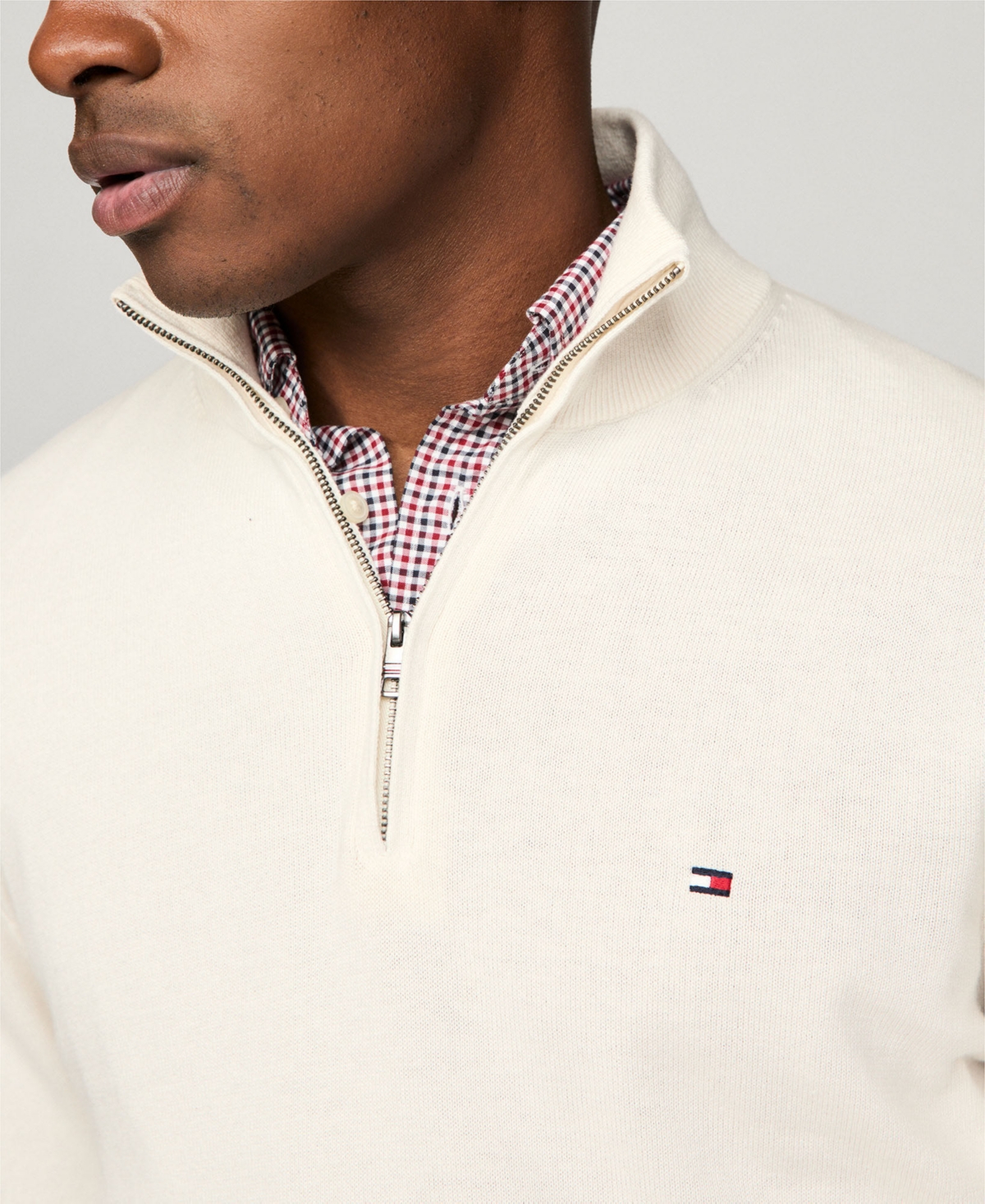 Tommy Hilfiger Men's Quarter-Zip Stripe Sweater