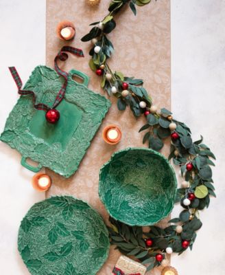 Lastra Holiday Green Figural Handled Square Platter