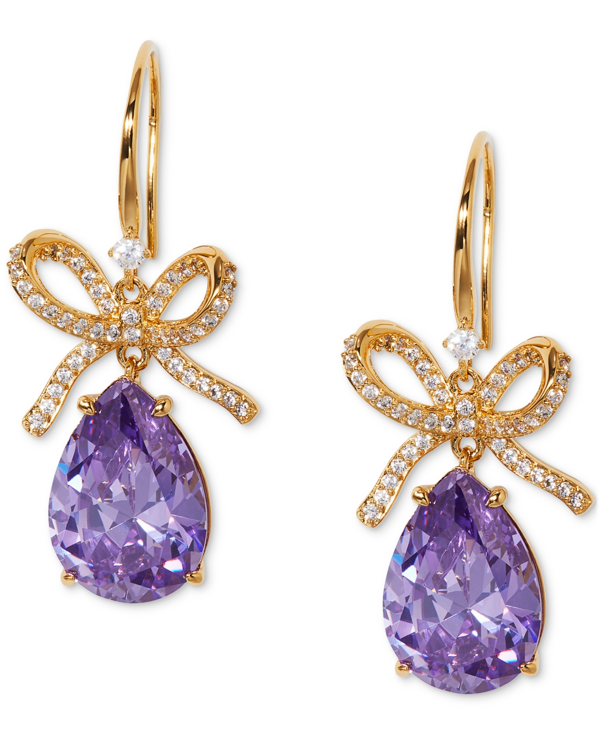 Eliot Danori Cubic Zirconia Bow Drop Earrings In Purple