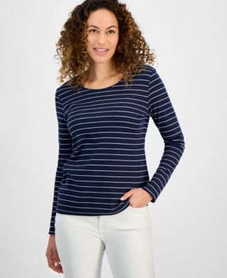 売れ筋商品|||スタイルアンドコー カットソー トップス レディース Petite Simple Stripe Scoop-Neck Knit Top, Exclusively at Macy's Tende Touch Cmb Style & Co Petite Simple Stripe Scoop-Neck Knit Top