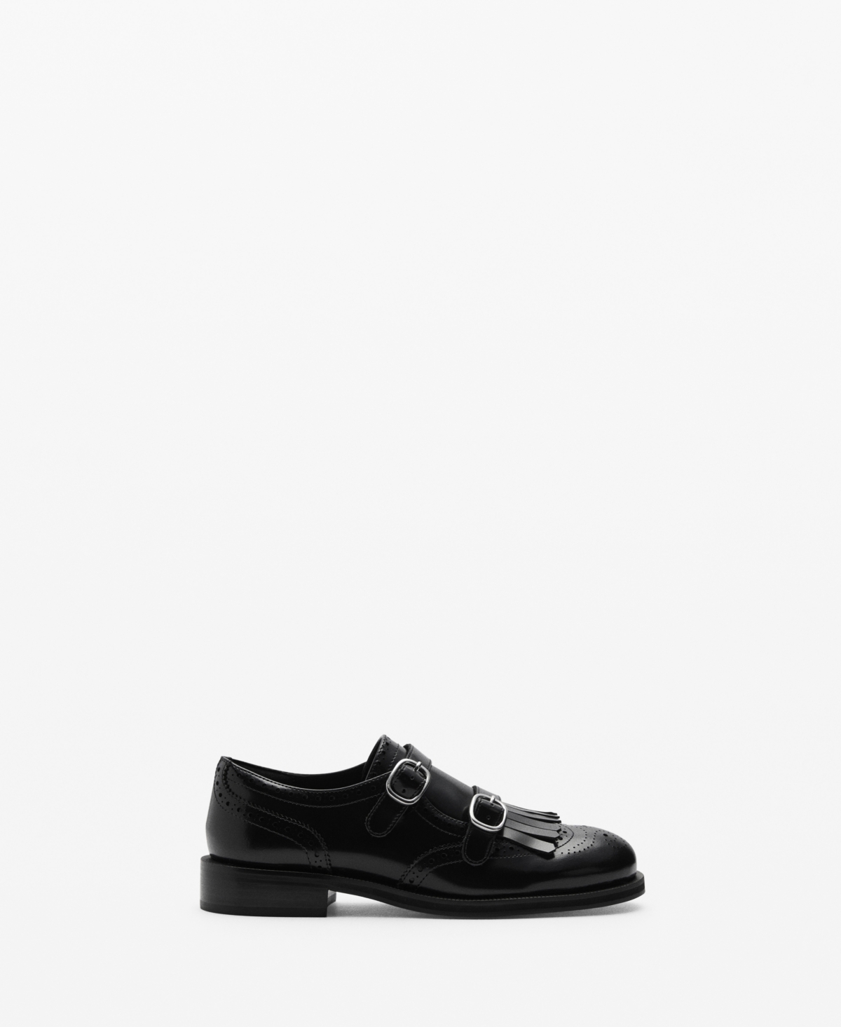Shop Mango Women's Metallic Detail Leather Loafers In Black