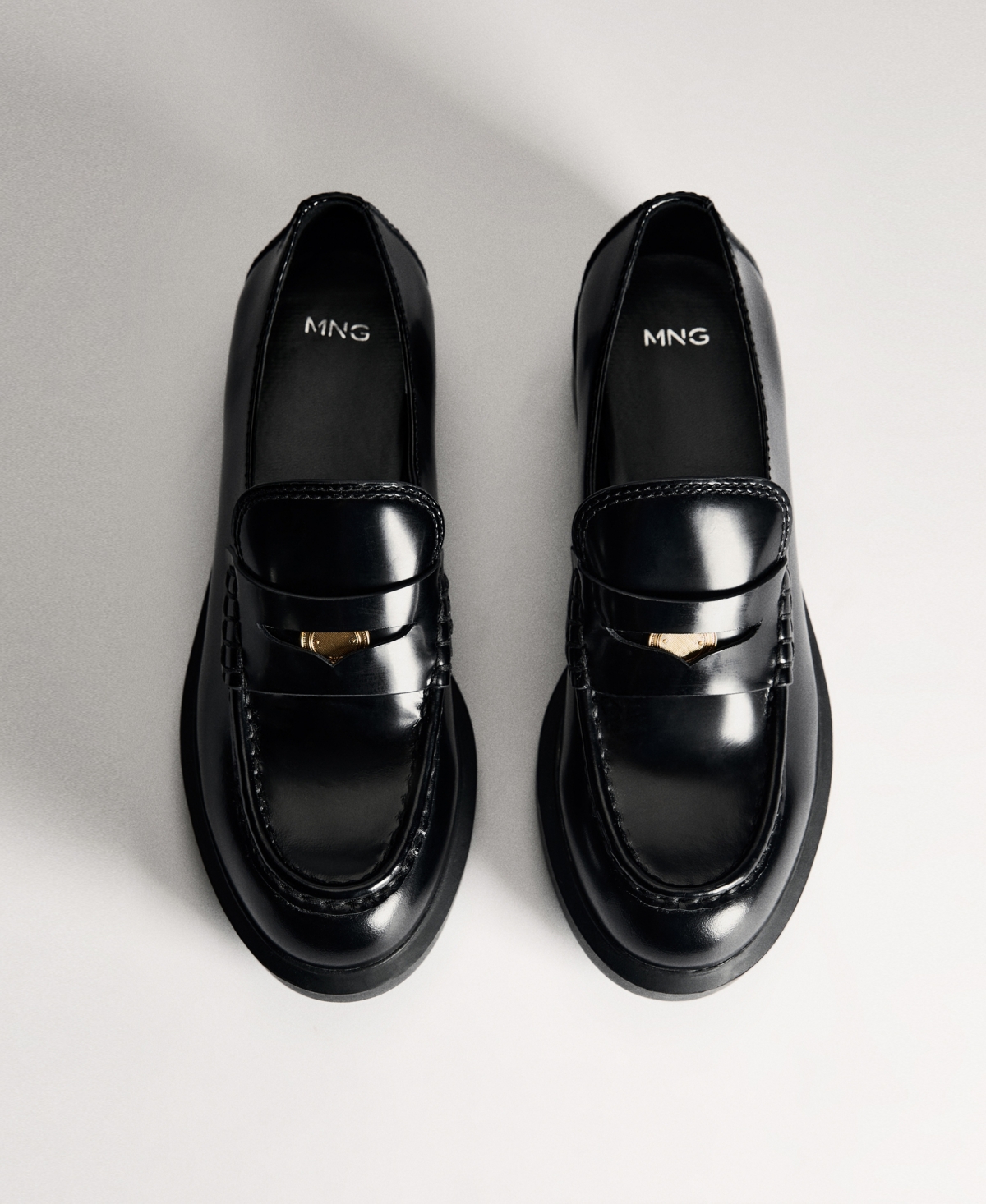Mango Women's Metallic Detail Leather Loafers