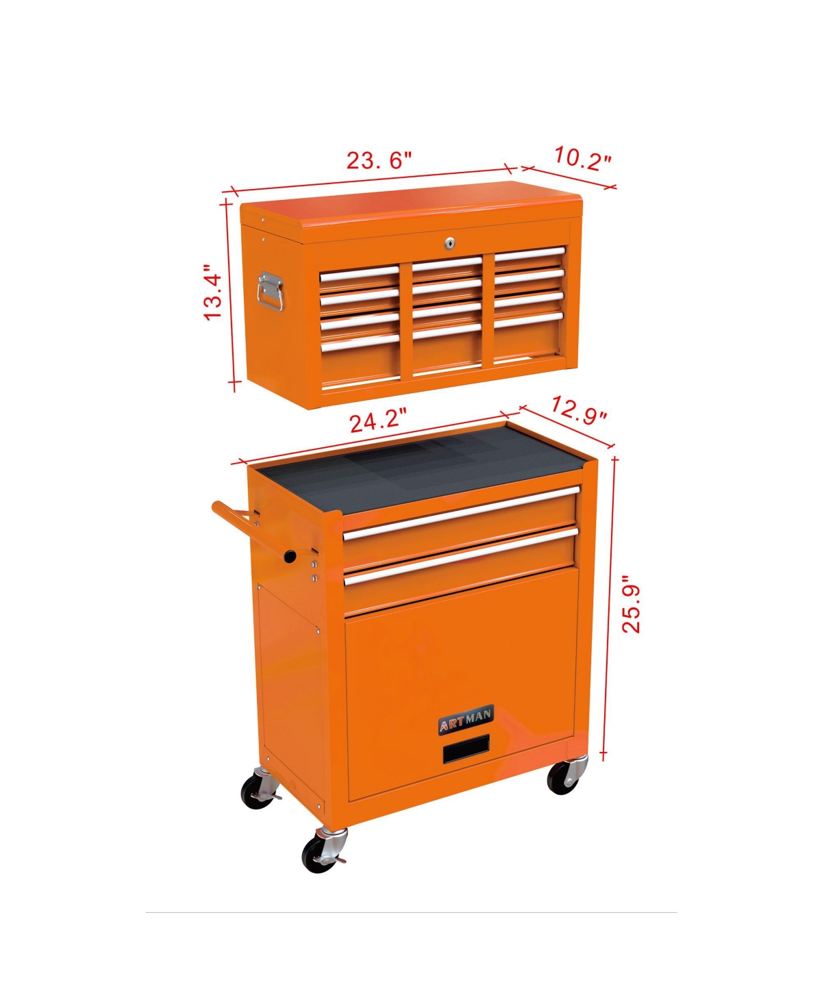 Slickblue High Capacity 8-Drawer Rolling Tool Chest with Wheels for Convenient Tool Storage and Mobility