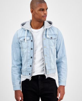 Jean jacket with grey hood online