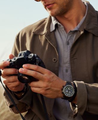 Eco-Drive Men's Chronograph Promaster Geo Trekker Gray-Tone Stainless Steel Bracelet Watch 46mm