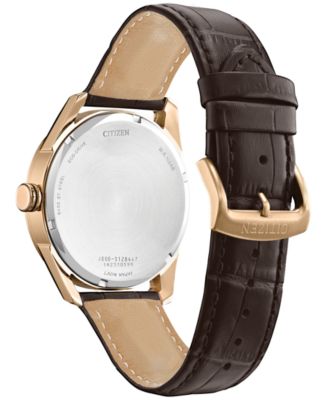 Eco-Drive Men's Brown Leather Strap Watch 42mm