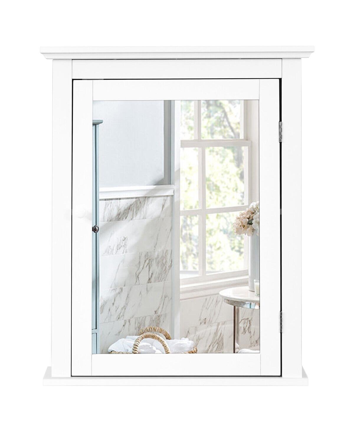 Sugift Bathroom Mirror Cabinet Wall Mounted Adjustable Shelf Medicine Storage- White