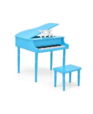 30-Key Wood Toy Kids Grand Piano with Bench and Music Rack - Blue