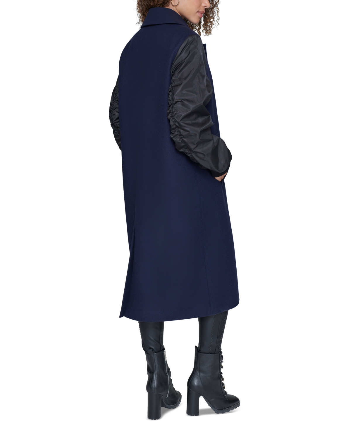 Shop Karl Lagerfeld Women's Double-breasted Notch-collar Coat In Navy