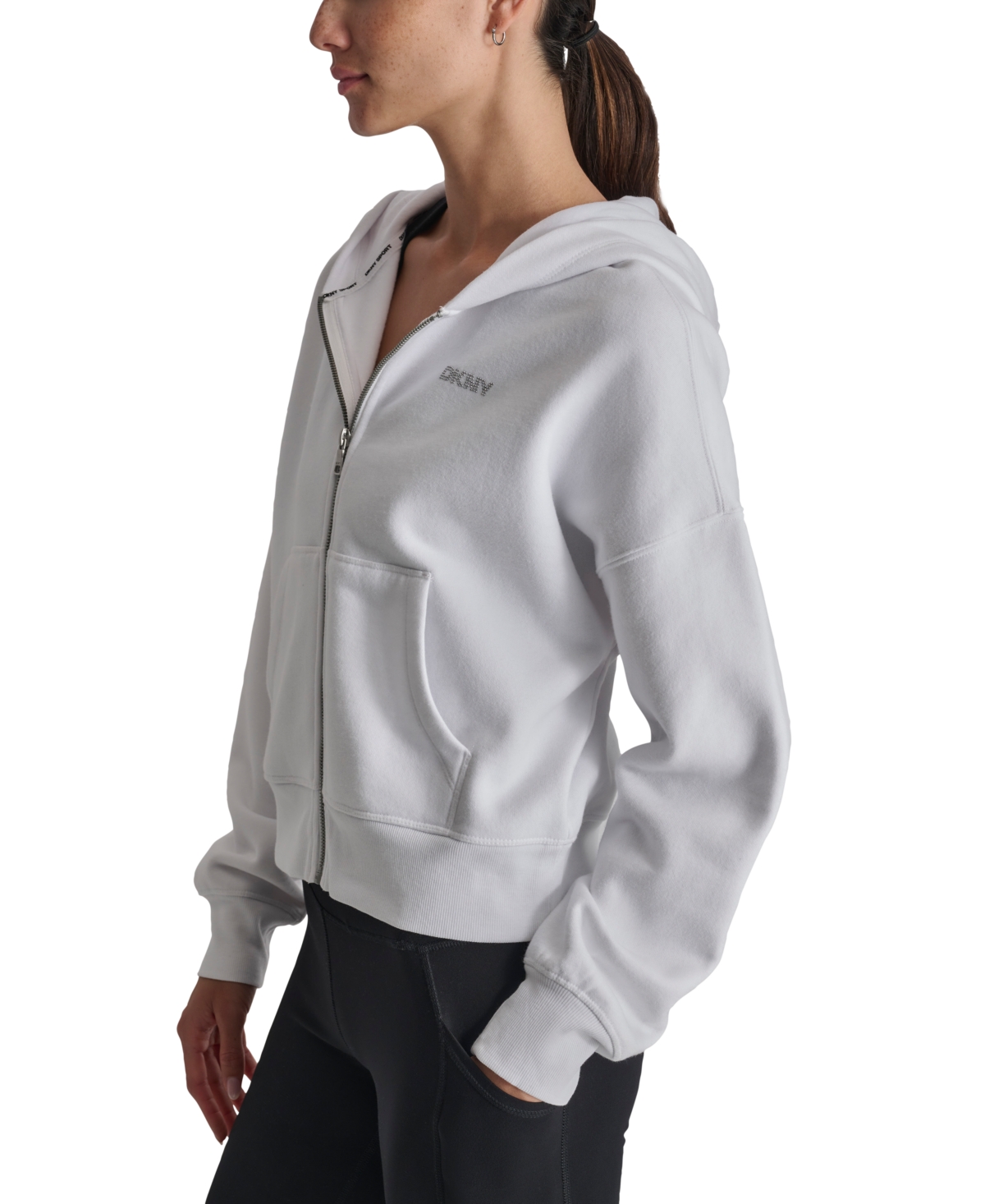 Dkny Sport Women's Rhinestone Logo Full-Zip Hoodie
