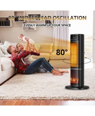 1500W Oscillating Ceramic Tower Electric Space Heater with Remote Control