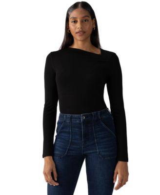Sanctuary - Women's Asymmetrical-Neck Long-Sleeve Top