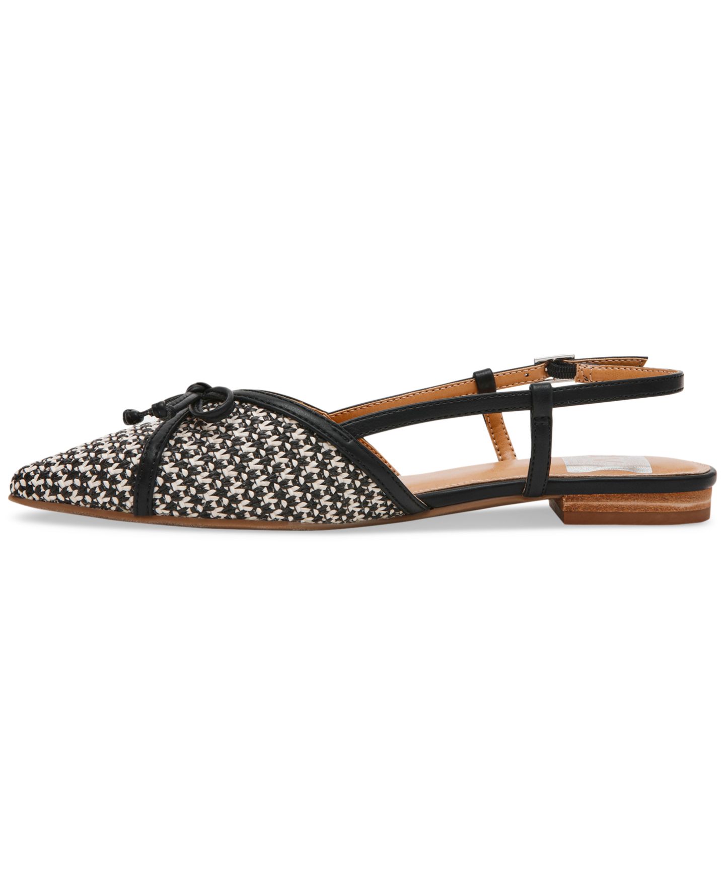 Женские балетки DV Dolce Vita Carsen Bow Pointed-Toe Slingback Flats, цвет: Чёрный / Белый — фото 8