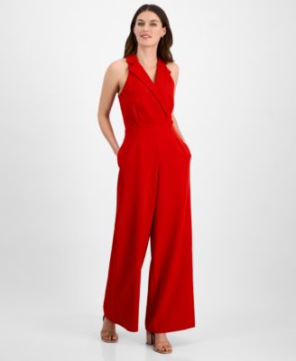 julia jordan - Women's Notched-Collar Jumpsuit