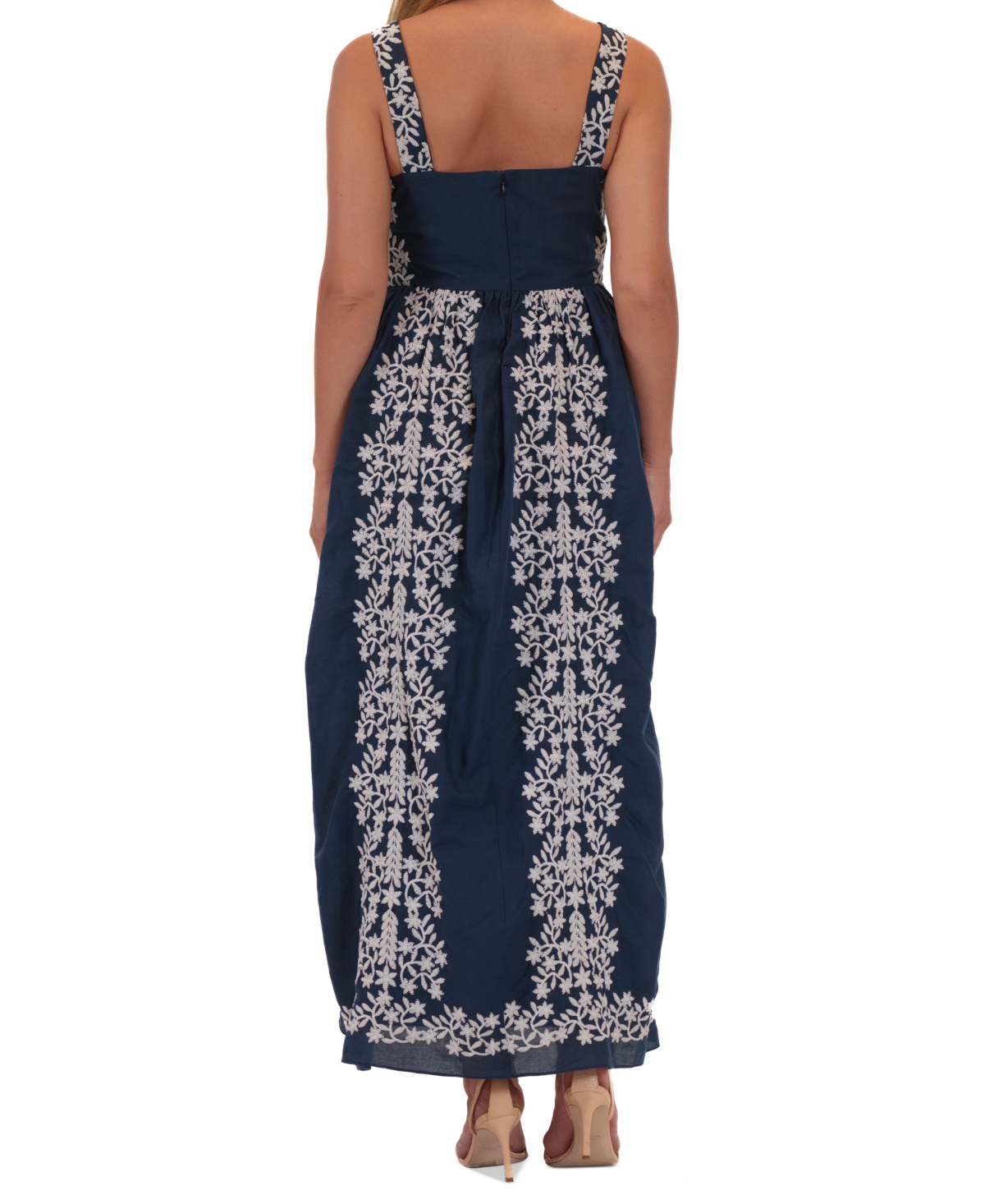 julia jordan Women's Embroidered Square-Neck Dress -ivory
