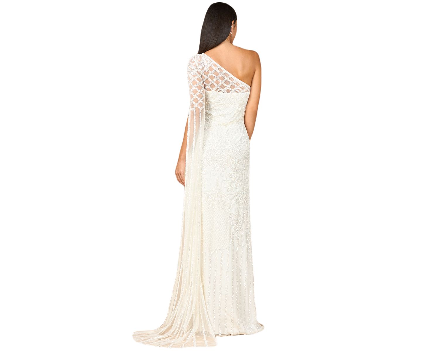 Women's One Sleeve Beaded Gown