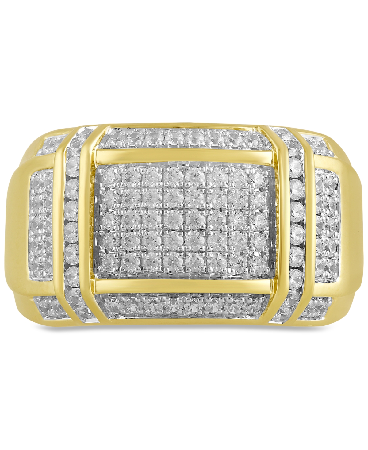 Men's Diamond Cluster Ring (1/2 ct. t.w.) in 18k Yellow Gold-Plated Sterling Silver (Also in Sterling Silver) - Gold Over Silver