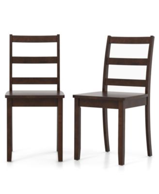 Set of 2 Wood Dining Chairs with Solid Rubber Wood Legs-Brown