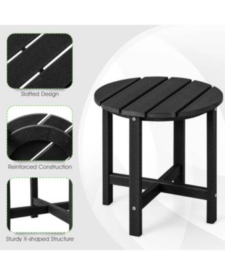 18 Inch Round Weather-Resistant Adirondack Side Table-Black
