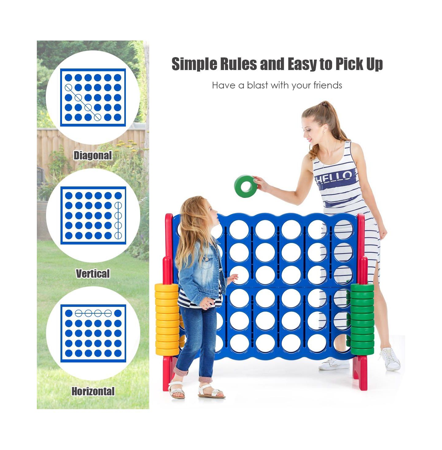 Детские игрушки SUGIFT Jumbo 4-to-Score Giant Game Set with 42 Jumbo Rings and Quick-Release Slider-Red — фото 3