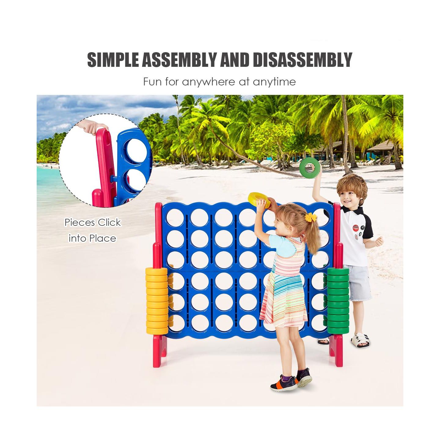 Детские игрушки SUGIFT Jumbo 4-to-Score Giant Game Set with 42 Jumbo Rings and Quick-Release Slider-Red — фото 7
