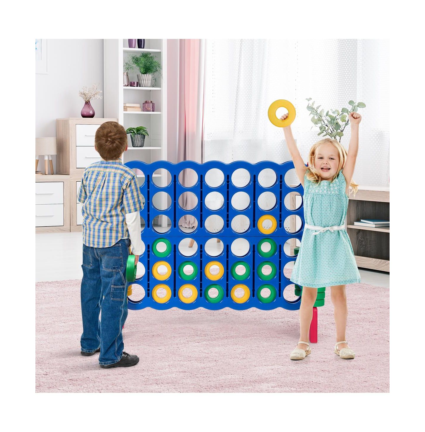 Детские игрушки SUGIFT Jumbo 4-to-Score Giant Game Set with 42 Jumbo Rings and Quick-Release Slider-Red — фото 9