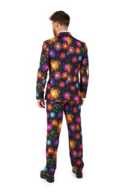 Men's Suit - NYE Fireworks Outfit Slim Fit - Black - Yellow