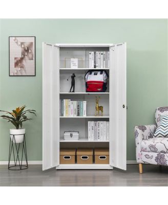 High Storage Cabinet with 2 Doors and 4 Partitions for 5 Organized Storage Spaces, Ideal for Home or Office Design