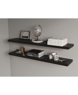 Greer Floating Shelf in Melamine x2, Black