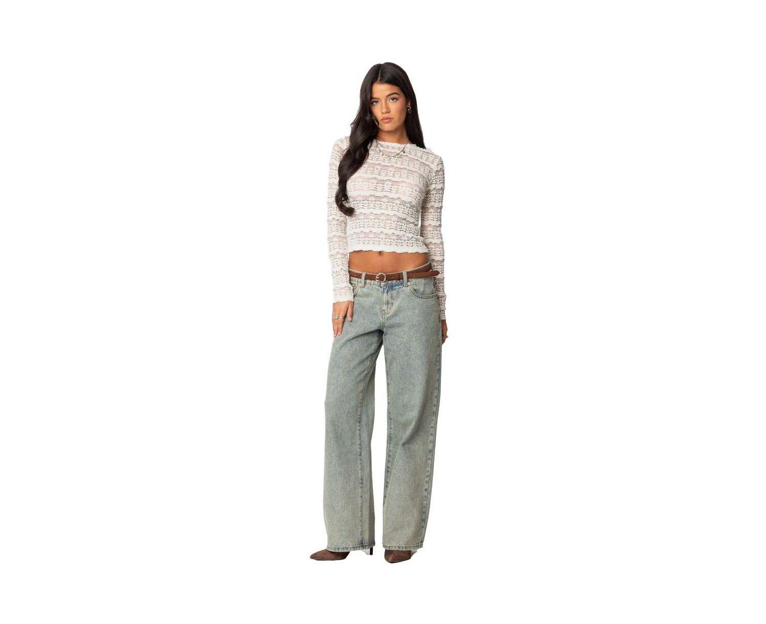 Women's Daisey Textured Sheer Lace Top