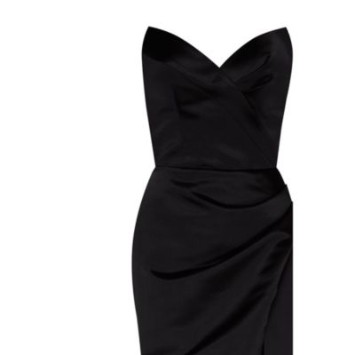 Womens Strapless Eveng Gown With Thigh Slit