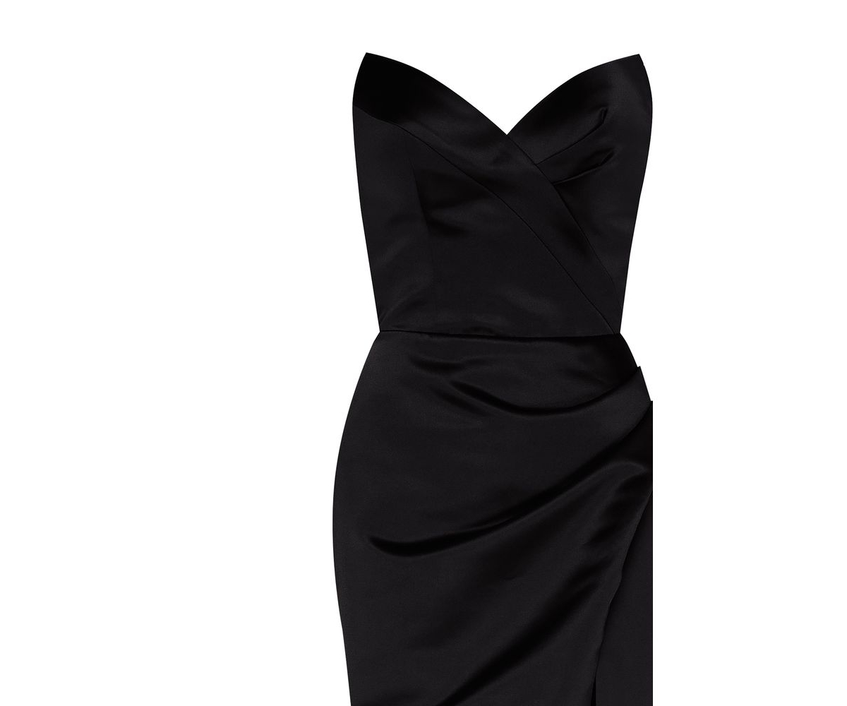 Milla Women'sStrapless Evening Gown With Thigh Slit - Black