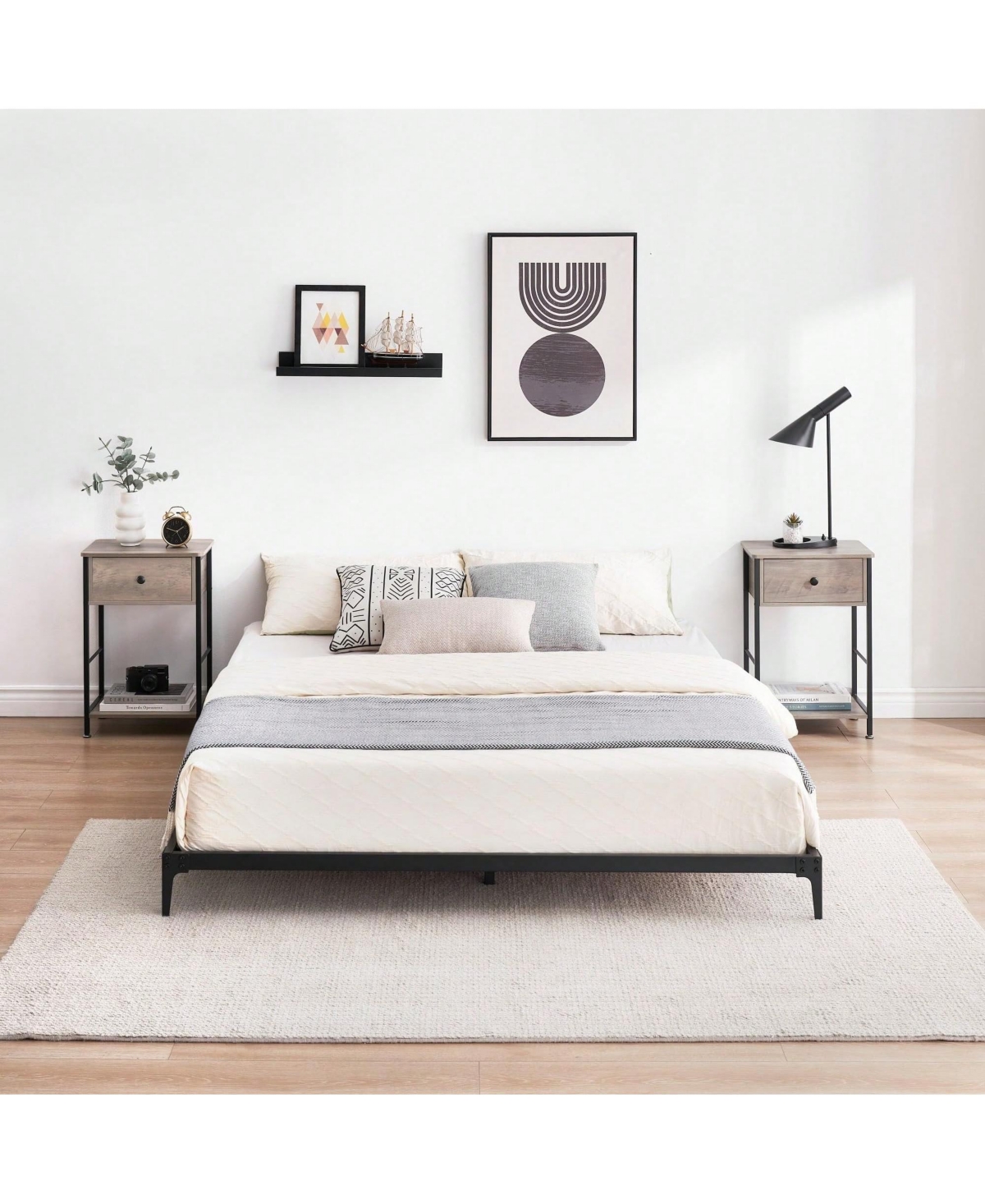 gaomon Bed Frame,6 Inch Metal Bed Frame Heavy Duty Platform Sturdy Steel Slat Platform Noise Free No Box Spring Needed With Huge Storage Space, Create