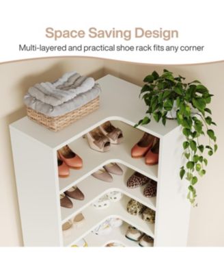 27.56" Wood 9-Tier Shoe Cabinet Organizer Freestanding Heavy-Duty Storage Rack for 40–45 Pairs of Shoes