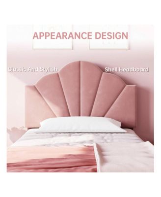 Twin Platform Bed Frame, Velvet Upholstered Platform Bed Frame With Height Adjustable Headboard, Strong Wood Slat Support, Solid And Stable, Easy To Assemble