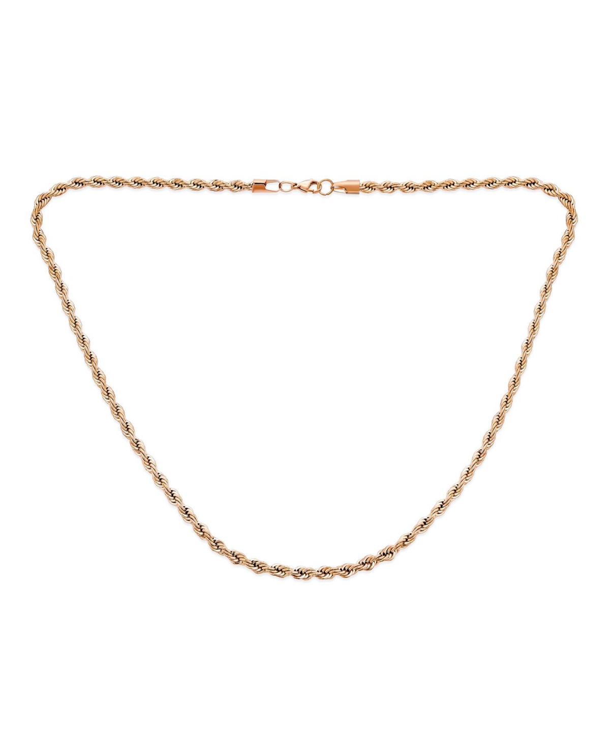 Urban Biker Hip Hop Heavy Strong 5MM Thick Strong Twist Cable Rope Chain Necklace Rose Gold Tone Stainless Steel - Rose