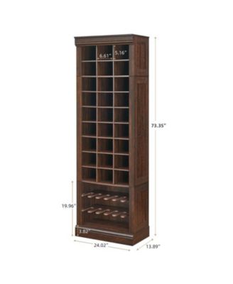 Shoe Storage Cabinet, Freestanding Tall Closet Shoe Organizer with Cubbies for 33 Pairs, Wooden Shoe Rack for Closet, Entryway, Living Room