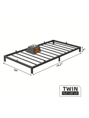 Bed Frame, 6-Inch Metal Low Platform Bed Frame, Bed Frame With Metal Slat Support, Mattress Foundation, No Box Spring Needed, Noiseless Design