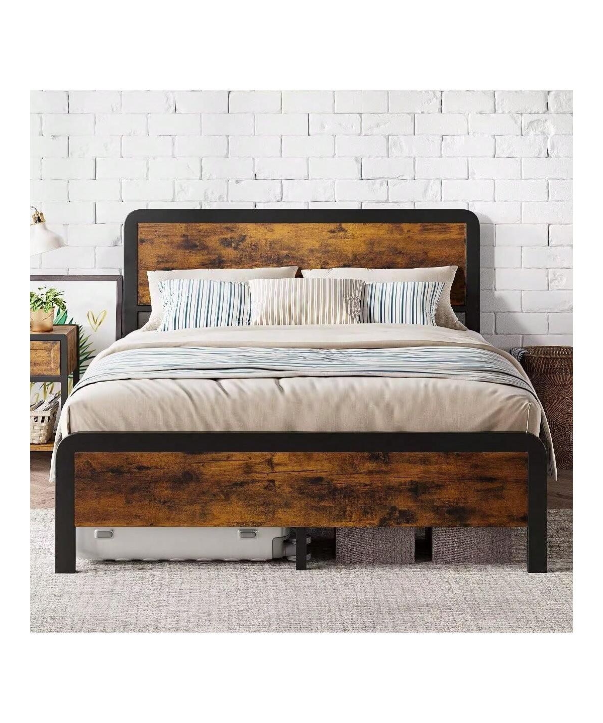 gaomon Twin/Full/Queen Platform Bed Frame With Wooden Headboard And Footboard, Sturdy Metal Slat Support, Mattress Base