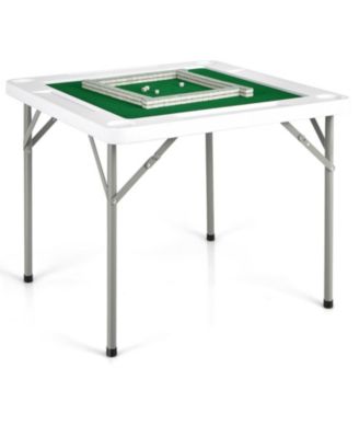 4-Player Mahjong Game Table with Iron Frame