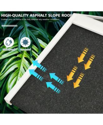 2-Story Wooden Cat House with Escape Door Rainproof